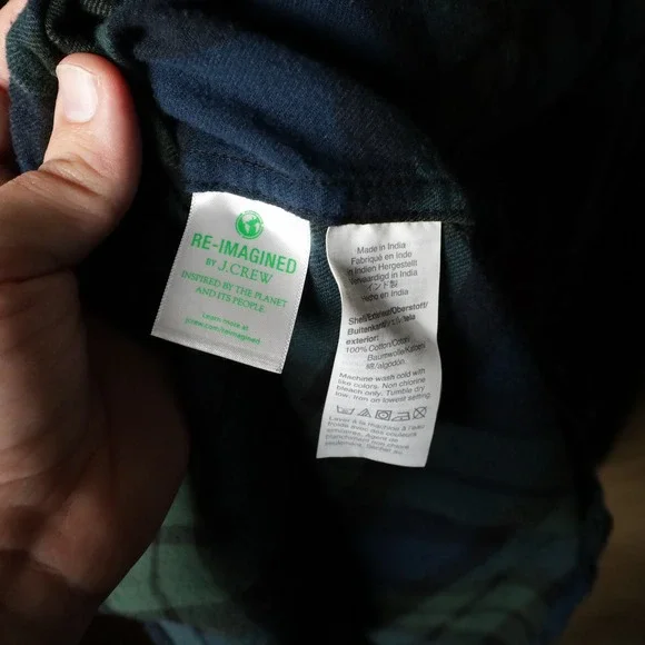 J Crew Classic Flannel Long Sleeve Shirt Blue Green Plaid Size Medium - Picture 5 of 6